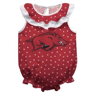 Vive La Fete Arkansas Razorbacks Baby Girl Ruffle Bubble Romper 6M